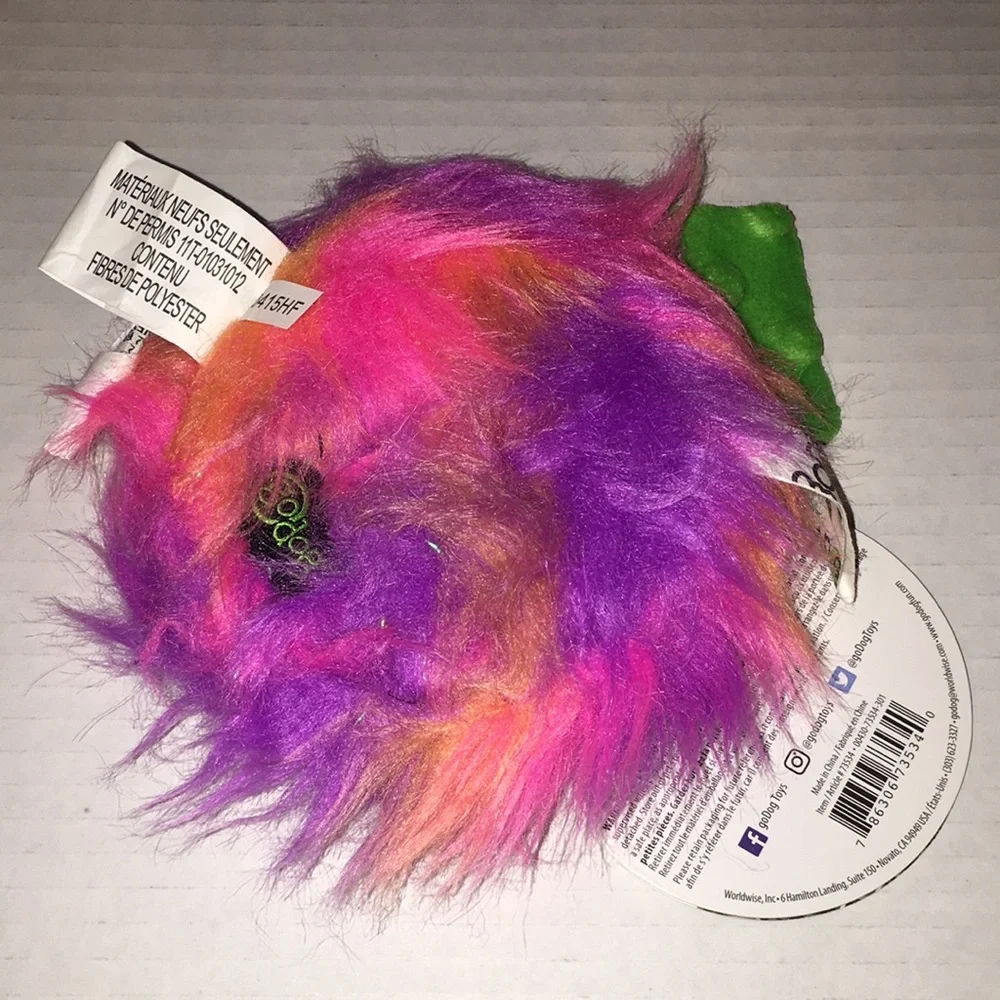 goDog Fuzzy Plush Pet Toy - Pink, Purple, Orange